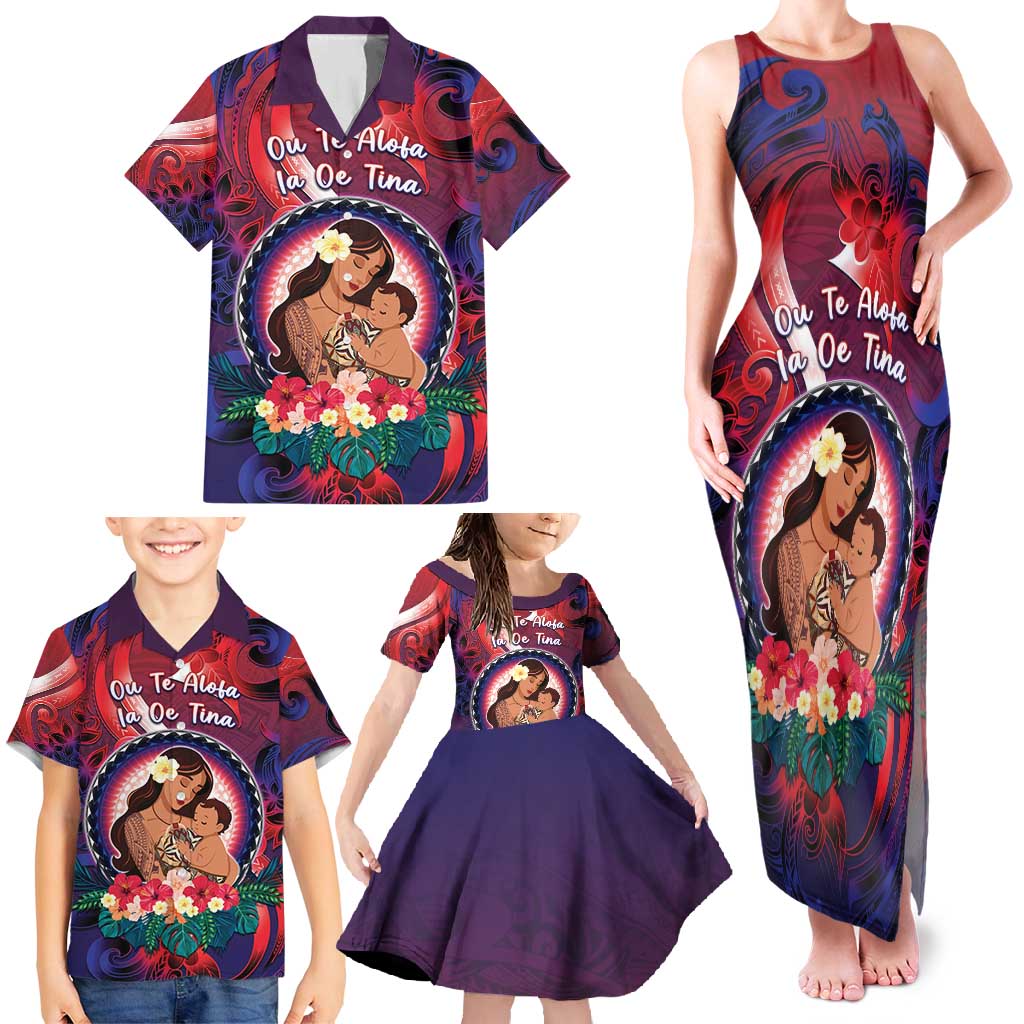 Personalised Samoa Mother's Day Family Matching Tank Maxi Dress and Hawaiian Shirt I Love You Mom