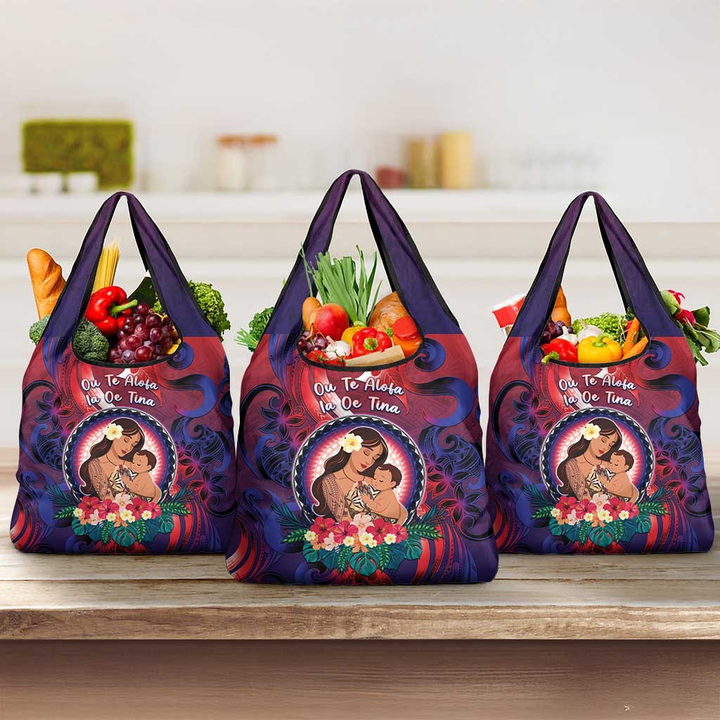 Samoa Mother's Day Grocery Bag I Love You Mom DT04 3-pack One Size Red - Polynesian Pride