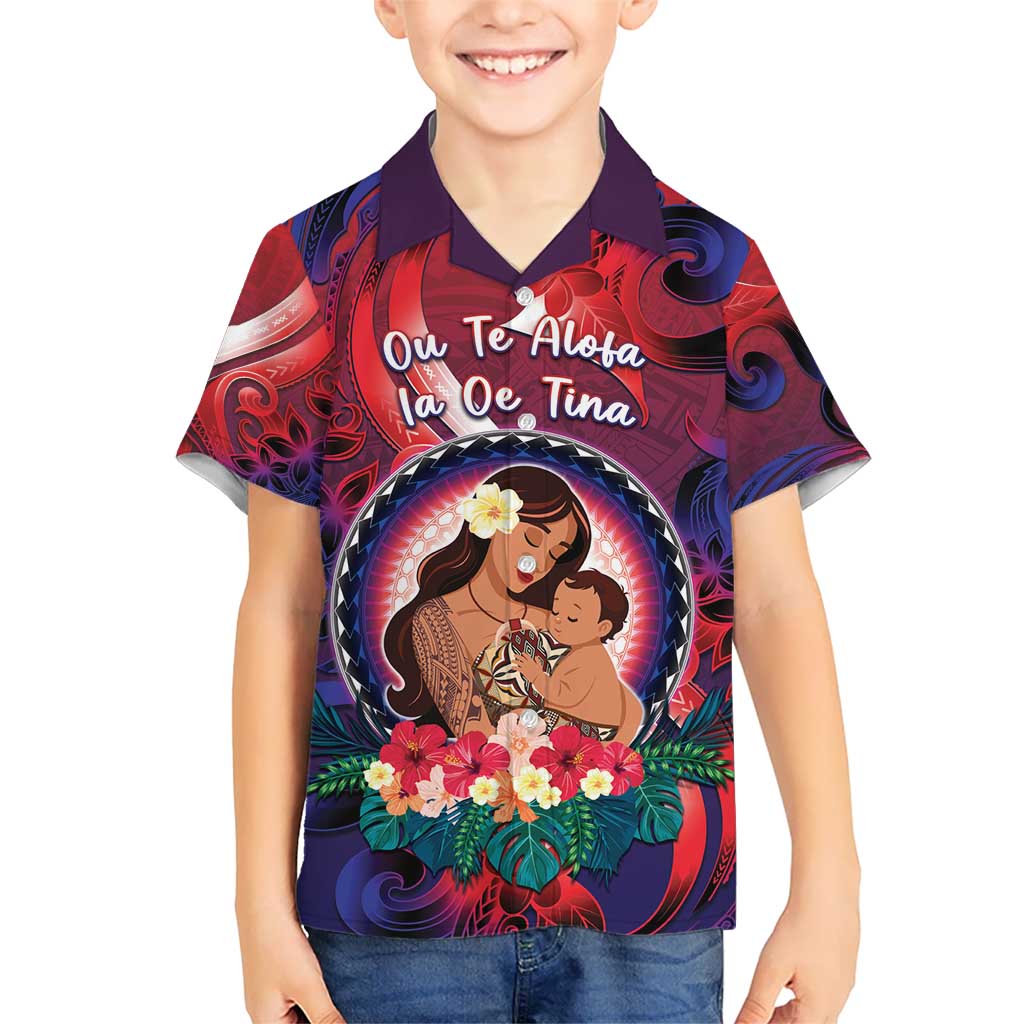 Personalised Samoa Mother's Day Kid Hawaiian Shirt I Love You Mom DT04 Kid Red - Polynesian Pride