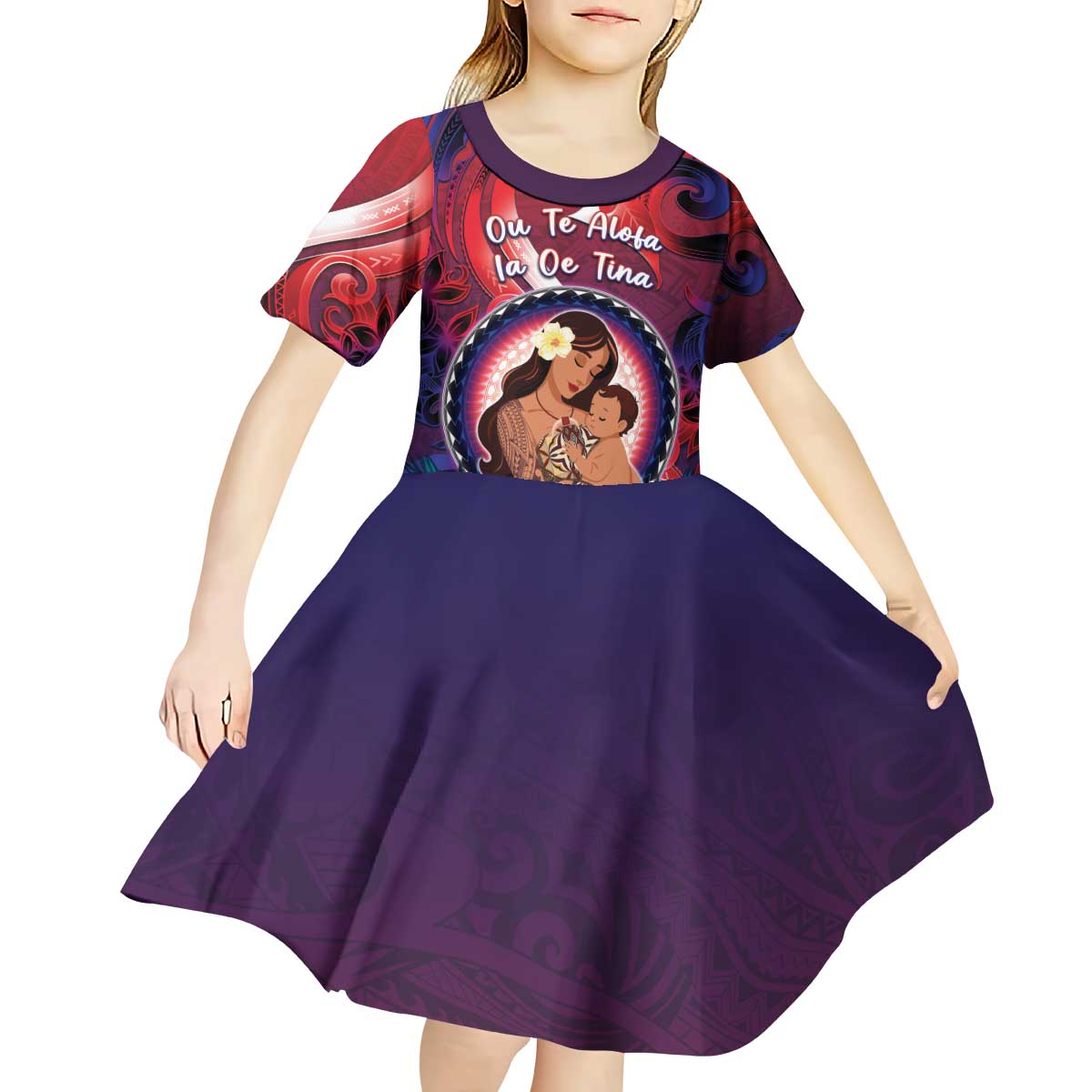 Personalised Samoa Mother's Day Kid Short Sleeve Dress I Love You Mom