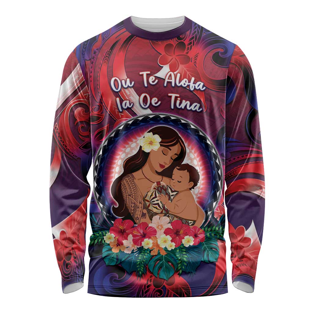 Personalised Samoa Mother's Day Long Sleeve Shirt I Love You Mom DT04 Unisex Red - Polynesian Pride