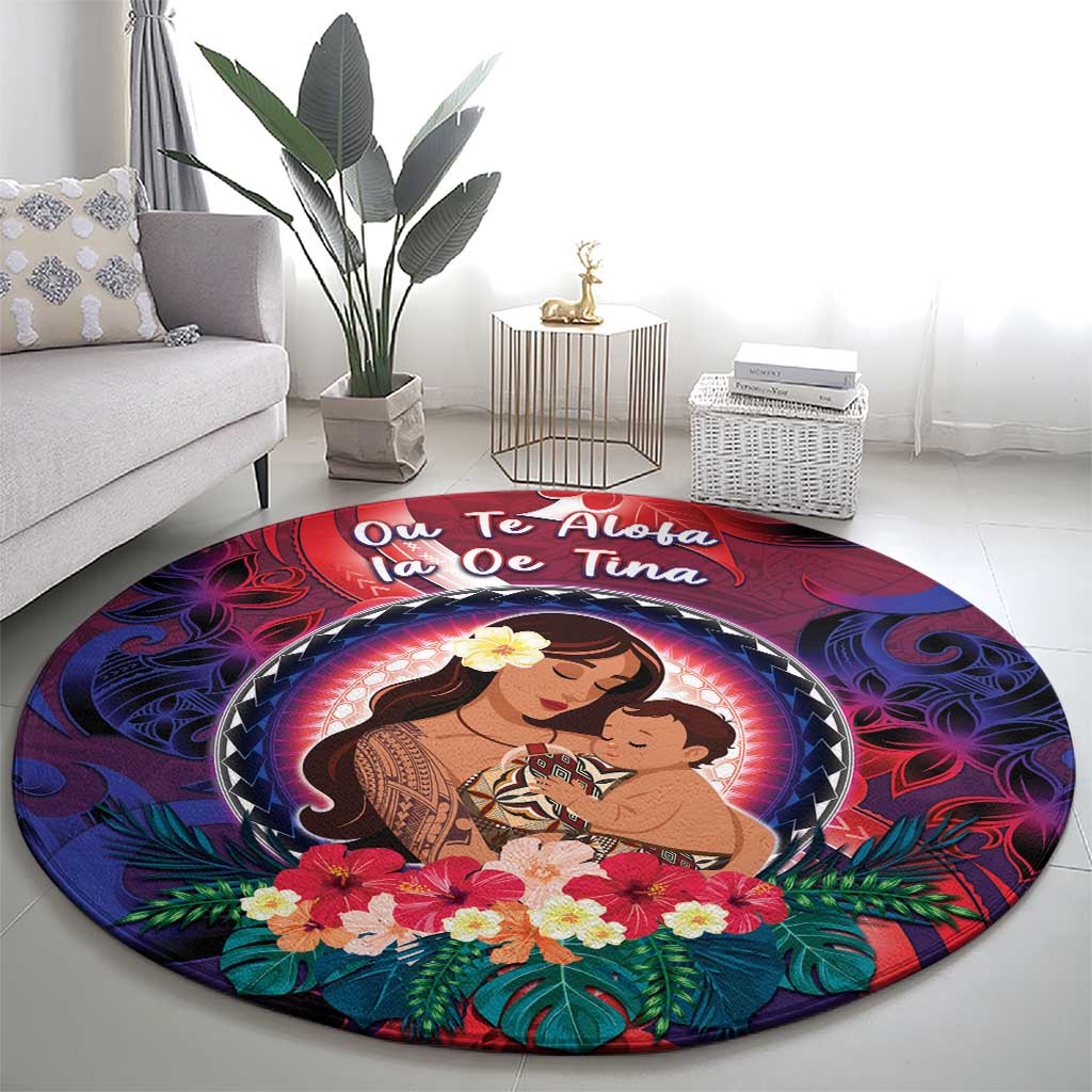 Samoa Mother's Day Round Carpet I Love You Mom