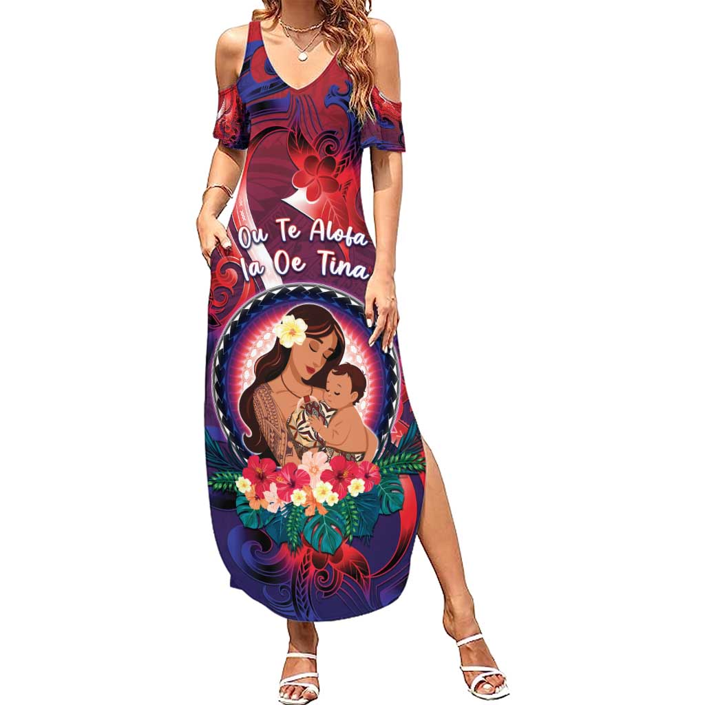Personalised Samoa Mother's Day Summer Maxi Dress I Love You Mom DT04 Women Red - Polynesian Pride
