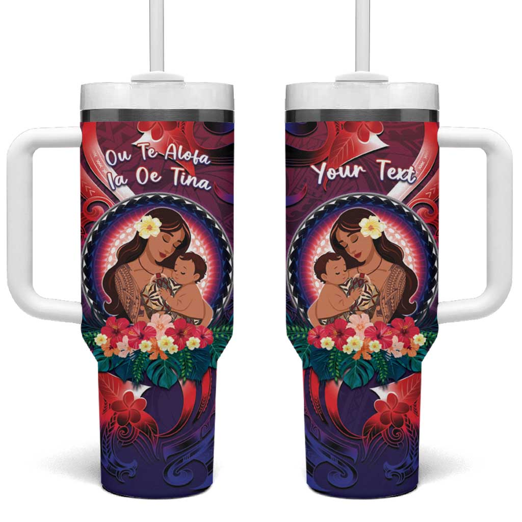 Personalised Samoa Mother's Day Tumbler With Handle I Love You Mom DT04 One Size: 40 oz Red - Polynesian Pride