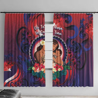 Samoa Mother's Day Window Curtain I Love You Mom DT04 With Hooks Red - Polynesian Pride