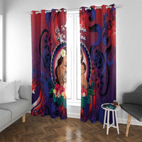 Samoa Mother's Day Window Curtain I Love You Mom DT04 With Grommets Red - Polynesian Pride