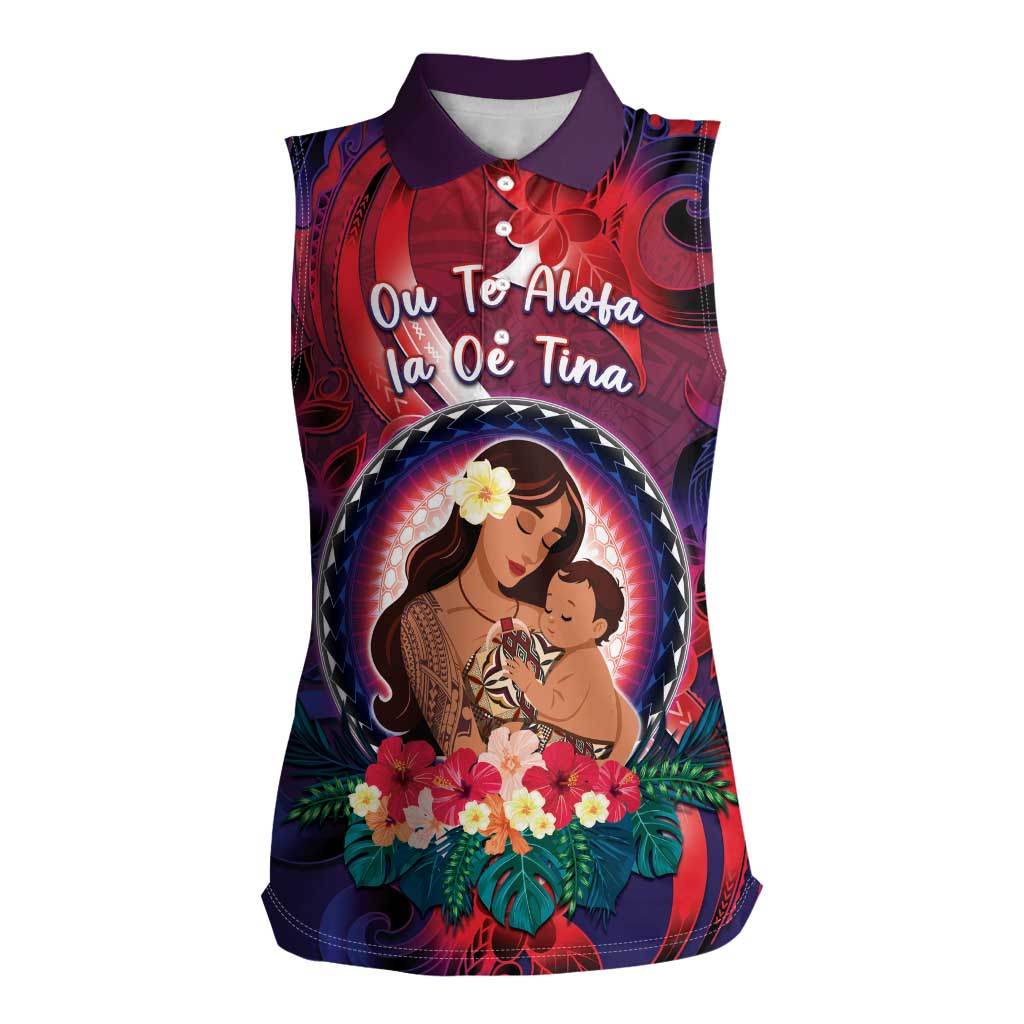 Personalised Samoa Mother's Day Women Sleeveless Polo Shirt I Love You Mom