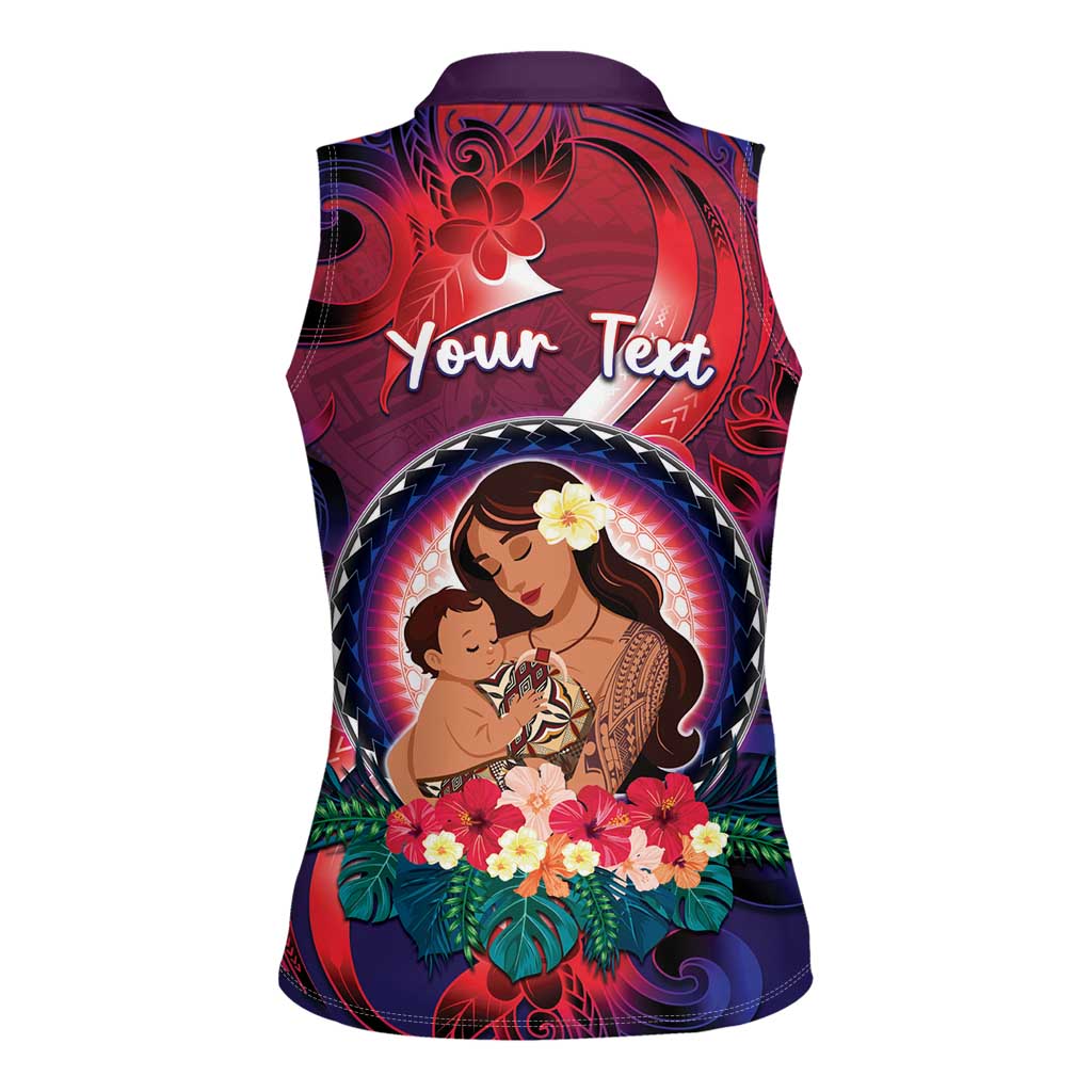 Personalised Samoa Mother's Day Women Sleeveless Polo Shirt I Love You Mom