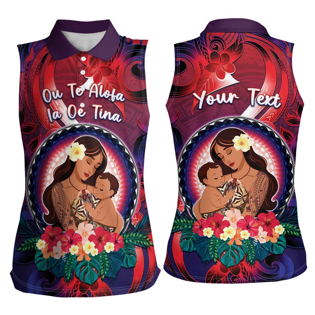 Personalised Samoa Mother's Day Women Sleeveless Polo Shirt I Love You Mom