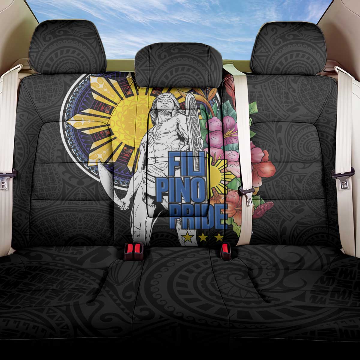 Filipinos Lapu-Lapu Hero Philippines Back Car Seat Cover Hibiscus Flowers Style