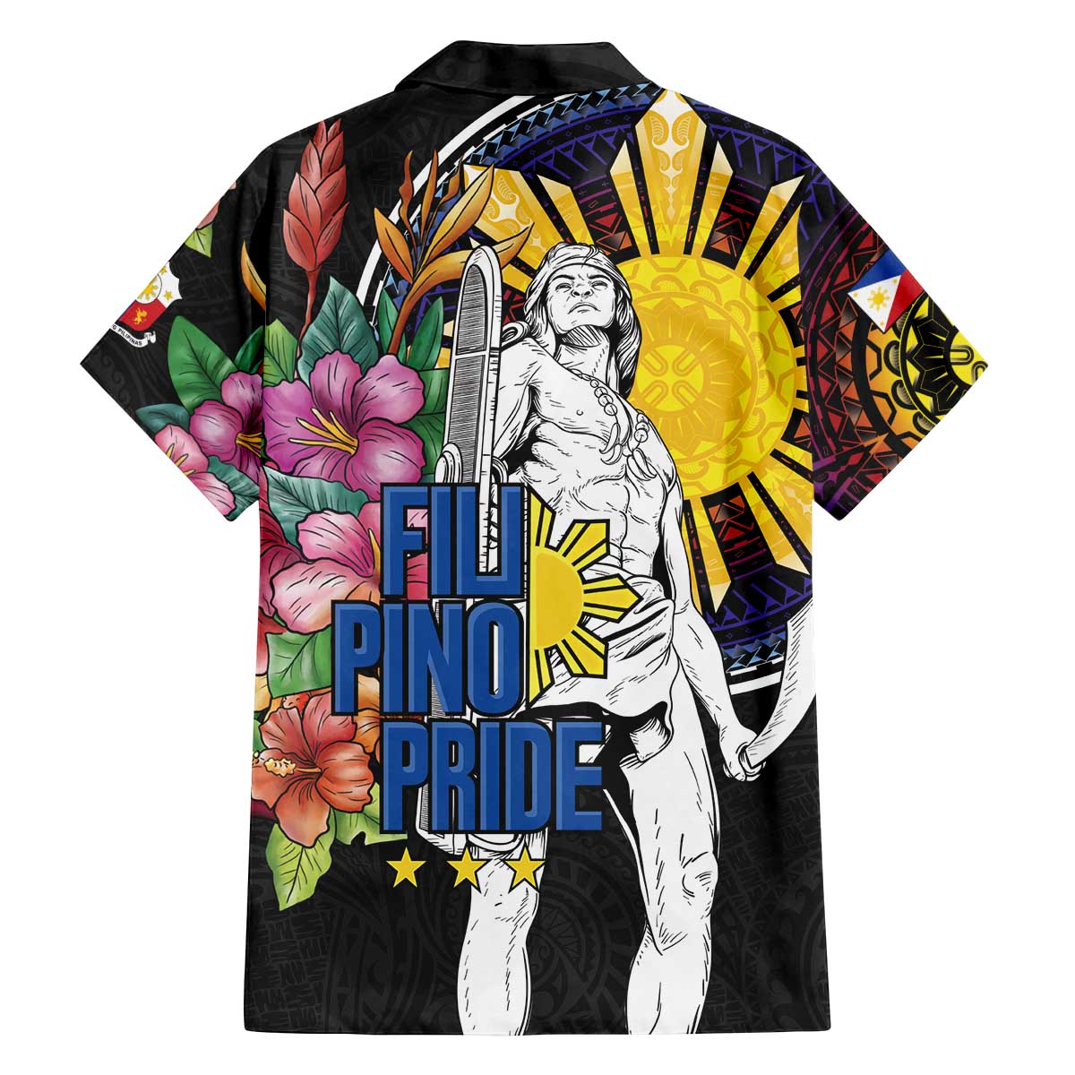Filipinos Lapu-Lapu Hero Philippines Family Matching Off The Shoulder Long Sleeve Dress and Hawaiian Shirt Hibiscus Flowers Style