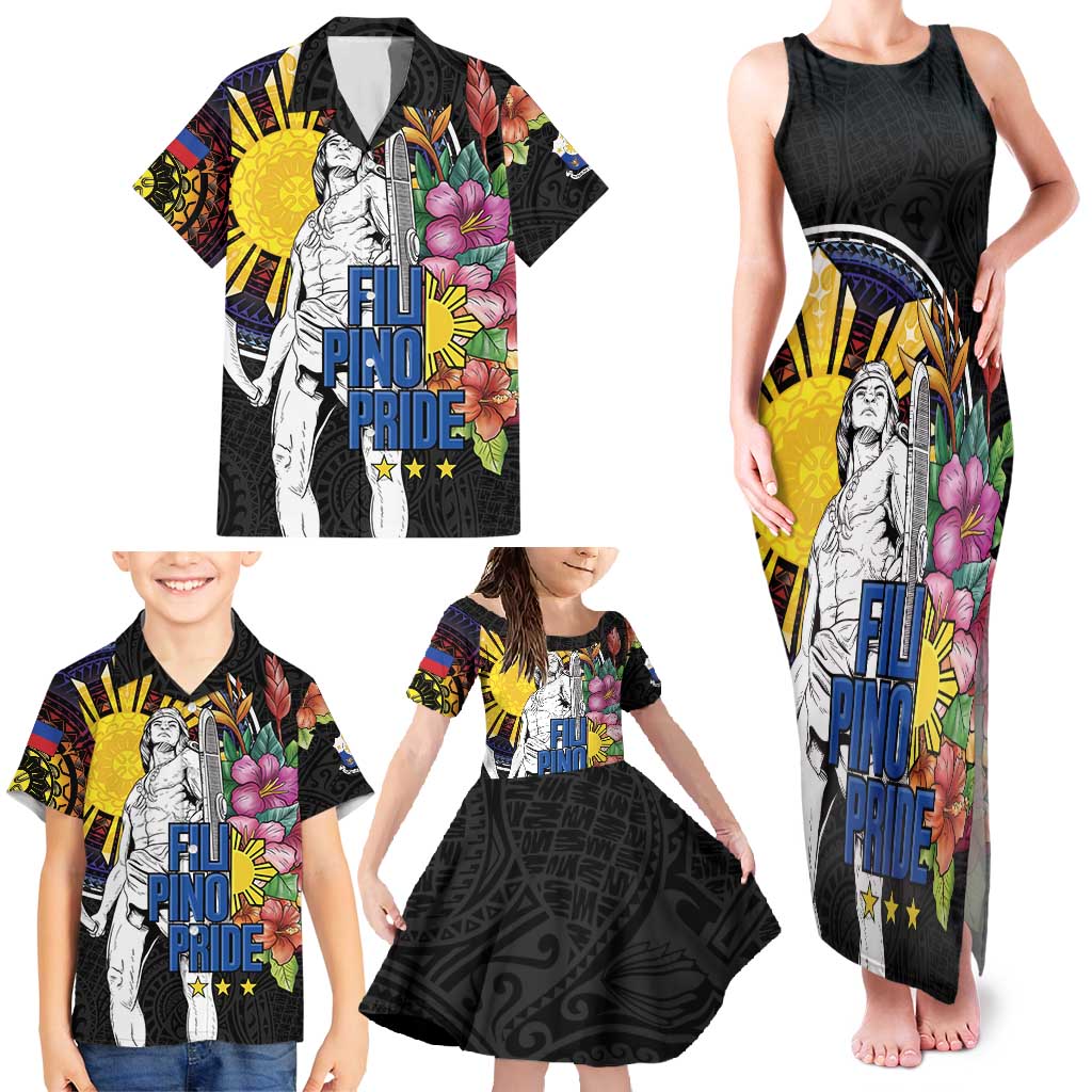 Filipinos Lapu-Lapu Hero Philippines Family Matching Tank Maxi Dress and Hawaiian Shirt Hibiscus Flowers Style