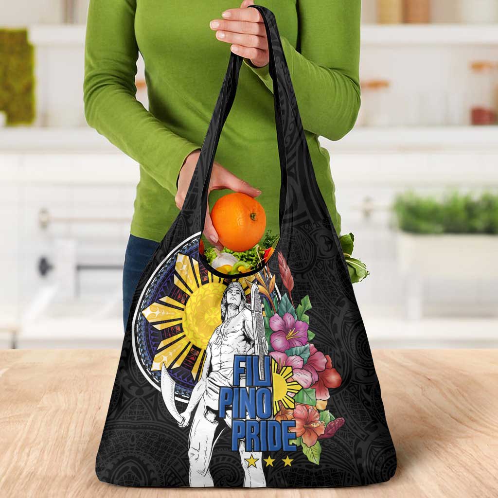 Filipinos Lapu-Lapu Hero Philippines Grocery Bag Hibiscus Flowers Style