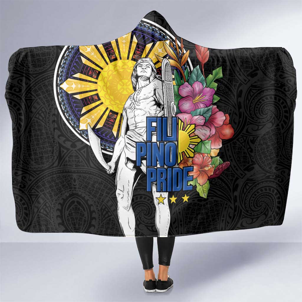 Filipinos Lapu-Lapu Hero Philippines Hooded Blanket Hibiscus Flowers Style