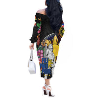 Filipinos Lapu-Lapu Hero Philippines Off The Shoulder Long Sleeve Dress Hibiscus Flowers Style