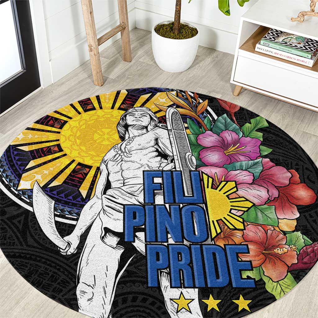 Filipinos Lapu-Lapu Hero Philippines Round Carpet Hibiscus Flowers Style