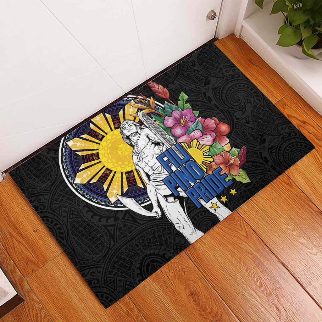 Filipinos Lapu-Lapu Hero Philippines Rubber Doormat Hibiscus Flowers Style