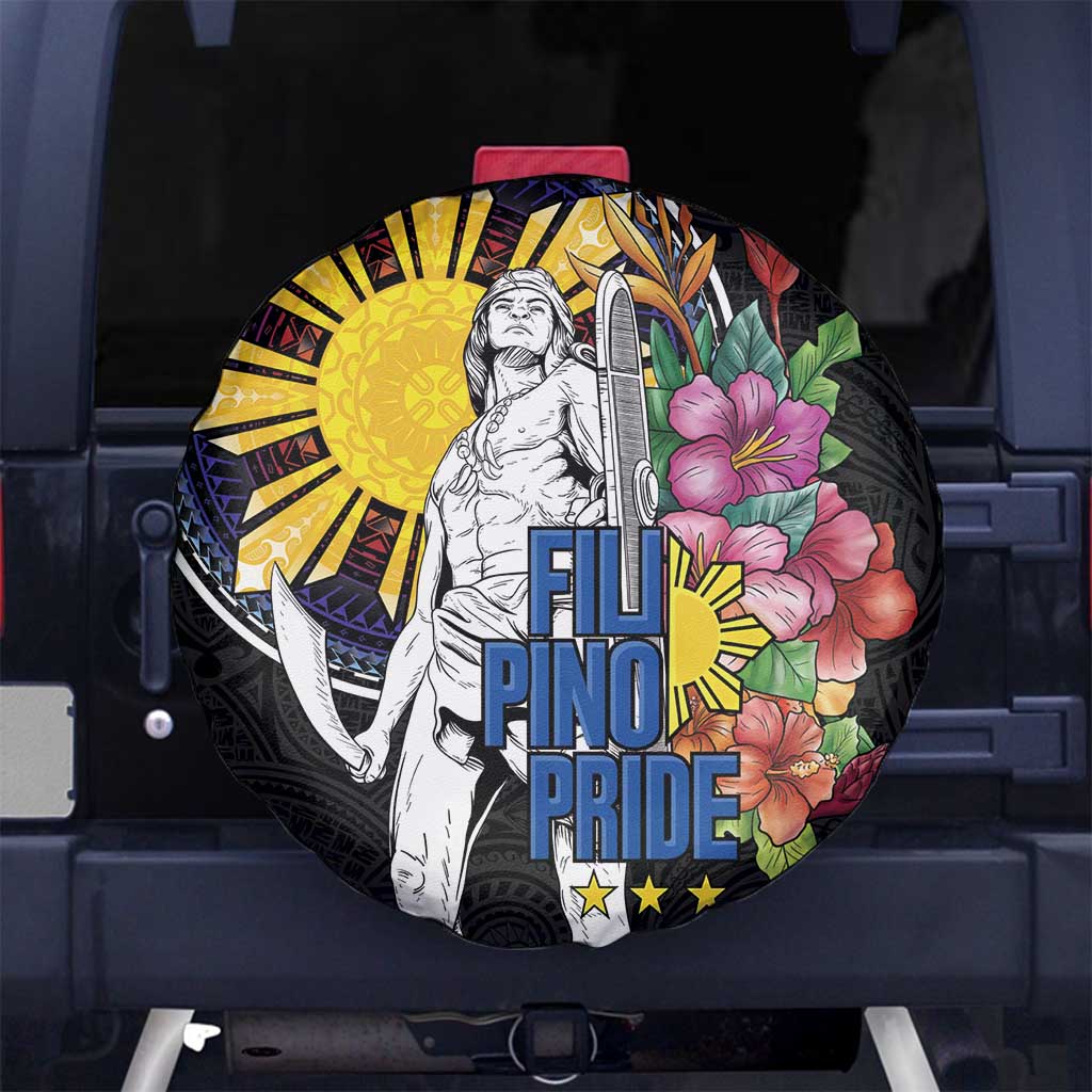 Filipinos Lapu-Lapu Hero Philippines Spare Tire Cover Hibiscus Flowers Style