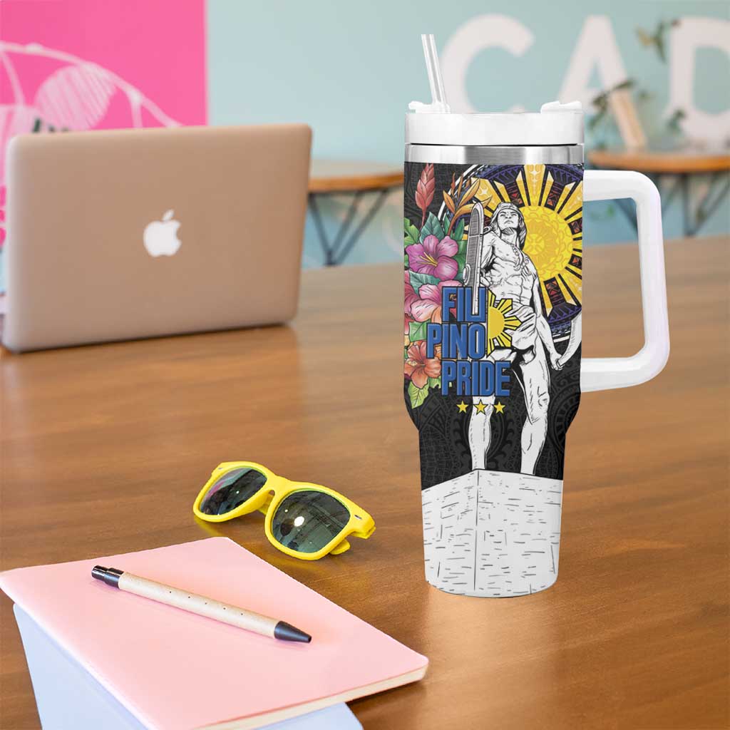 Filipinos Lapu-Lapu Hero Philippines Tumbler With Handle Hibiscus Flowers Style