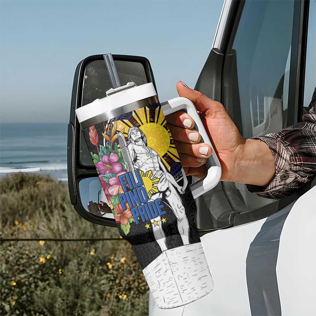 Filipinos Lapu-Lapu Hero Philippines Tumbler With Handle Hibiscus Flowers Style