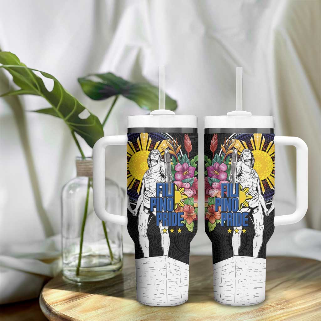 Filipinos Lapu-Lapu Hero Philippines Tumbler With Handle Hibiscus Flowers Style