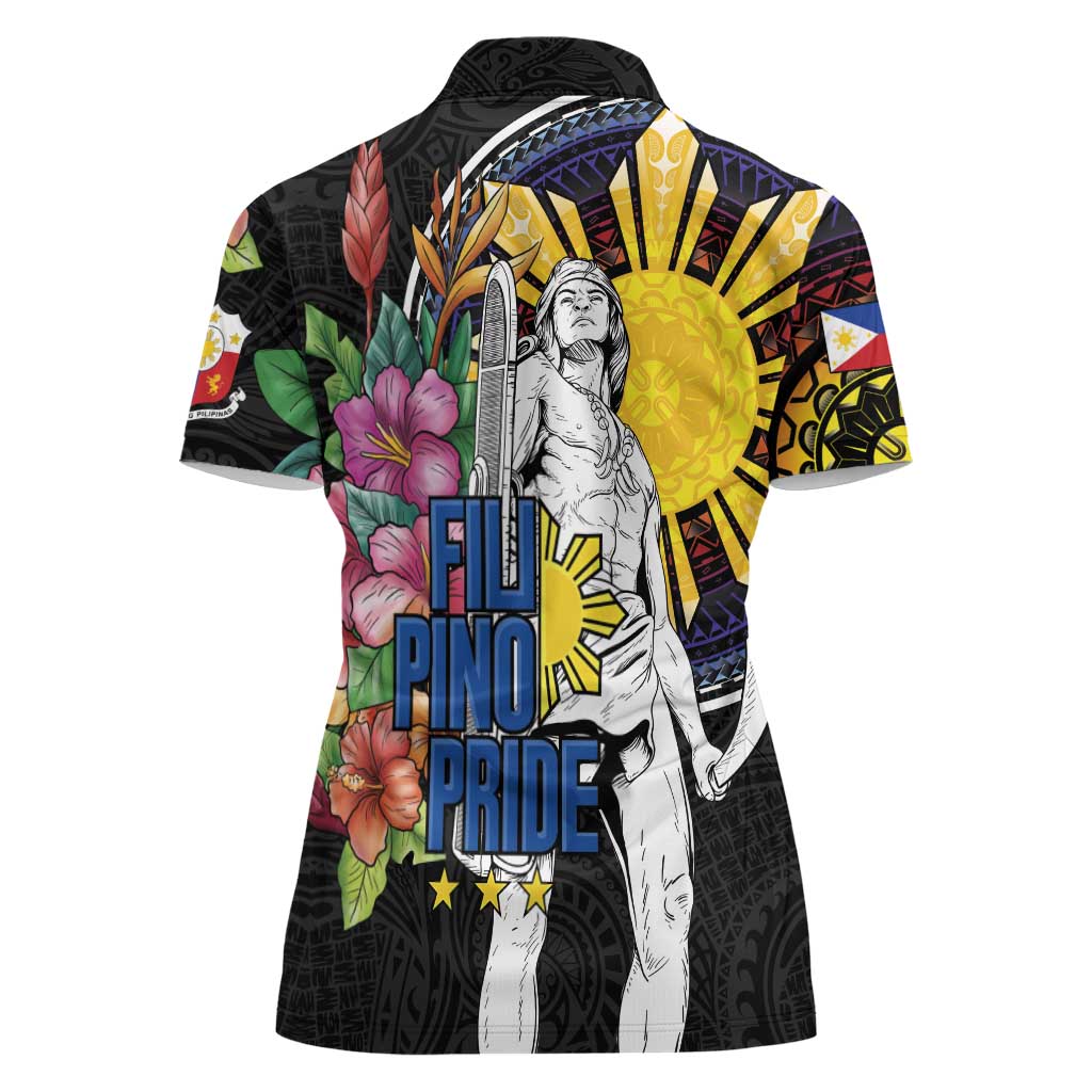 Filipinos Lapu-Lapu Hero Philippines Women Polo Shirt Hibiscus Flowers Style