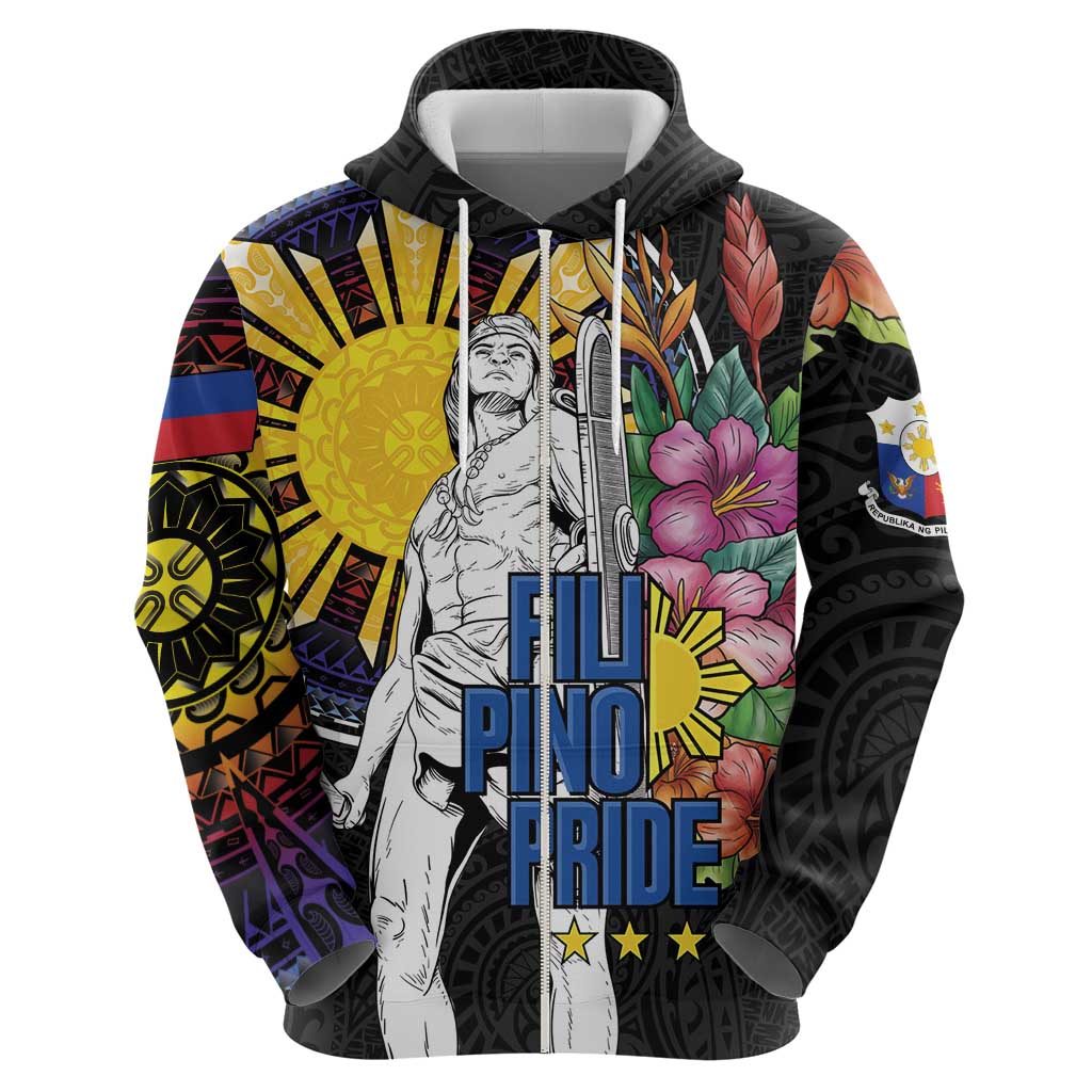 Filipinos Lapu-Lapu Hero Philippines Zip Hoodie Hibiscus Flowers Style