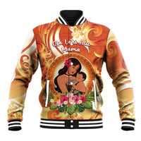 Personalised Tonga Mother's Day Baseball Jacket I Love You Mom DT04 Unisex Orange - Polynesian Pride