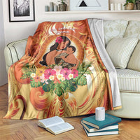 Tonga Mother's Day Blanket I Love You Mom DT04 Orange - Polynesian Pride