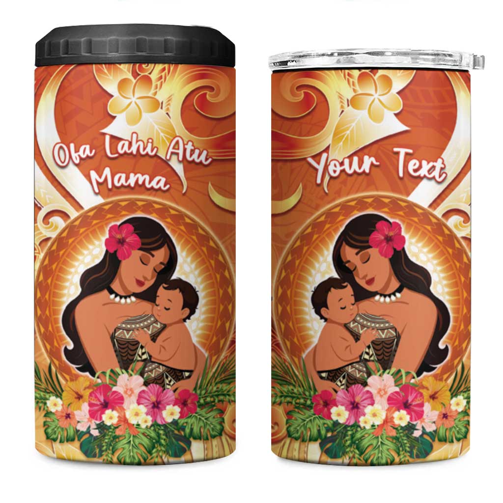 Personalised Tonga Mother's Day 4 in 1 Can Cooler Tumbler I Love You Mom DT04 One Size: 16 oz Orange - Polynesian Pride