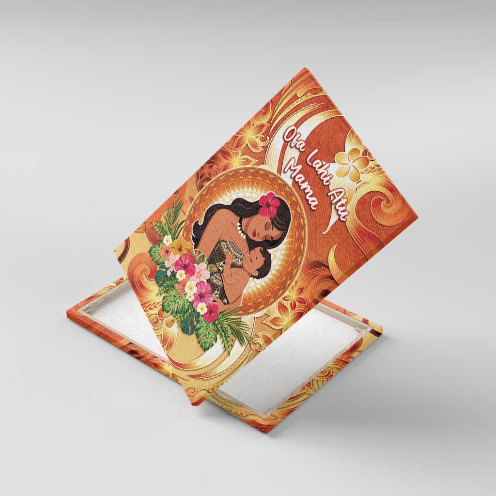 Tonga Mother's Day Canvas Wall Art I Love You Mom DT04 With Frame Orange - Polynesian Pride