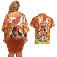 Personalised Tonga Mother's Day Couples Matching Off Shoulder Short Dress and Hawaiian Shirt I Love You Mom