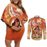 Personalised Tonga Mother's Day Couples Matching Off Shoulder Short Dress and Long Sleeve Button Shirt I Love You Mom