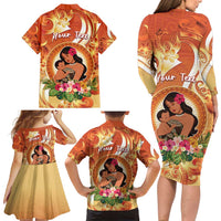 Personalised Tonga Mother's Day Family Matching Long Sleeve Bodycon Dress and Hawaiian Shirt I Love You Mom