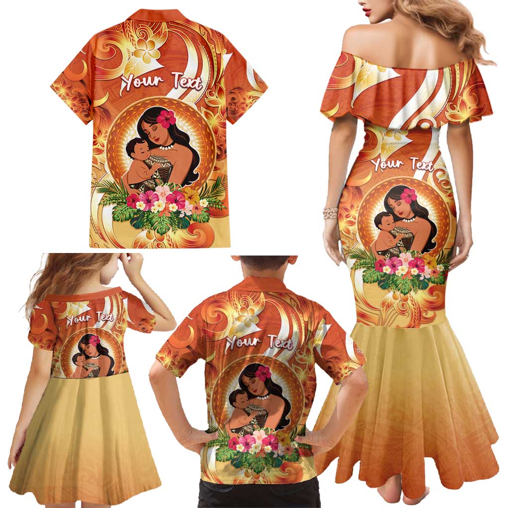 Personalised Tonga Mother's Day Family Matching Mermaid Dress and Hawaiian Shirt I Love You Mom