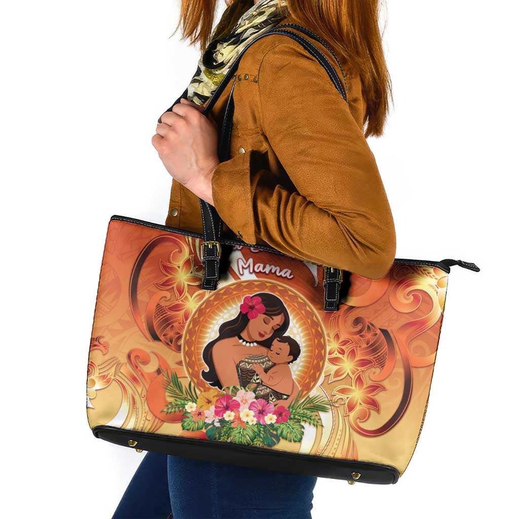 Tonga Mother's Day Leather Tote Bag I Love You Mom