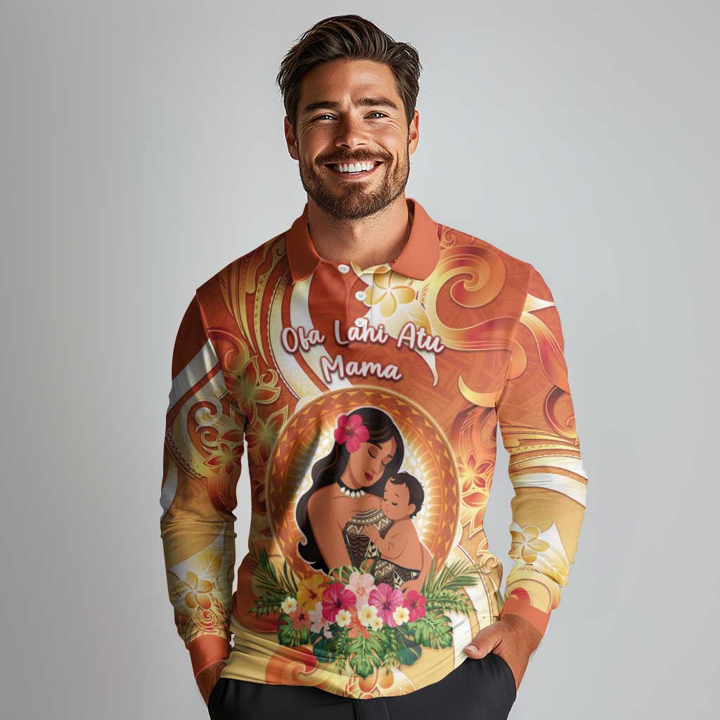 Personalised Tonga Mother's Day Long Sleeve Polo Shirt I Love You Mom