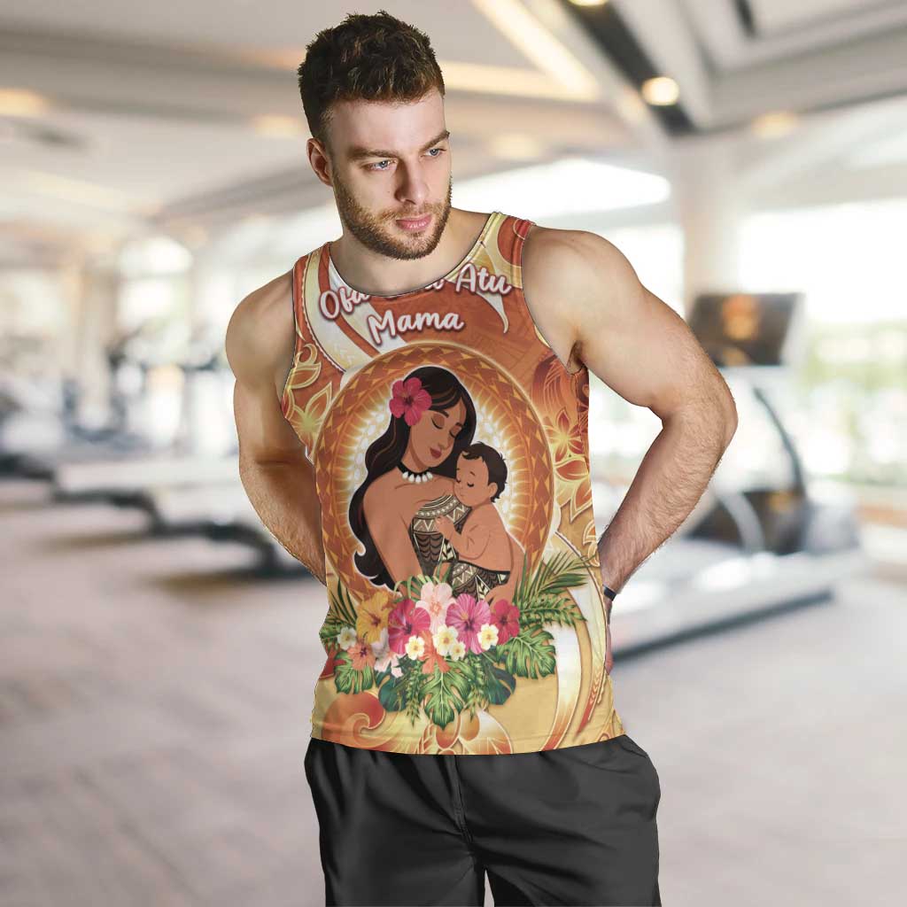 Personalised Tonga Mother's Day Men Tank Top I Love You Mom DT04 Orange - Polynesian Pride