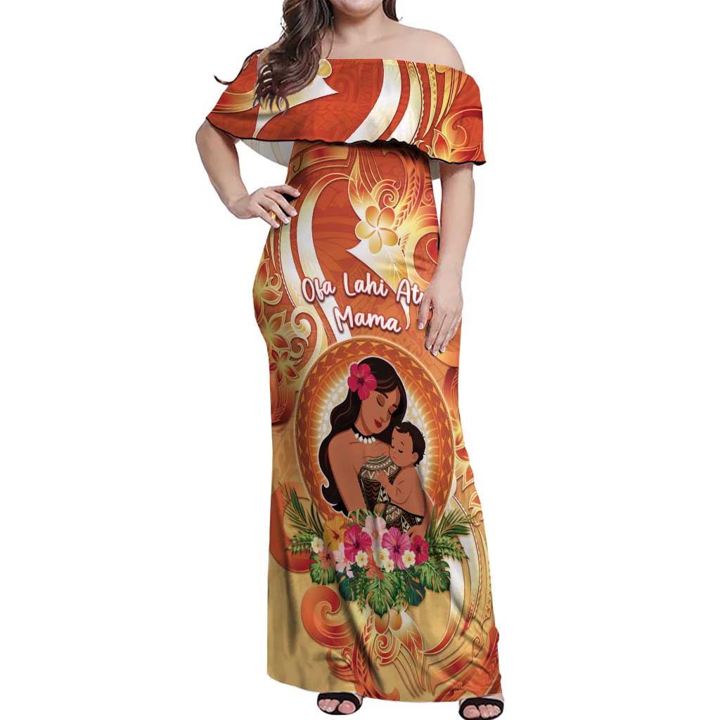 Personalised Tonga Mother's Day Off Shoulder Maxi Dress I Love You Mom