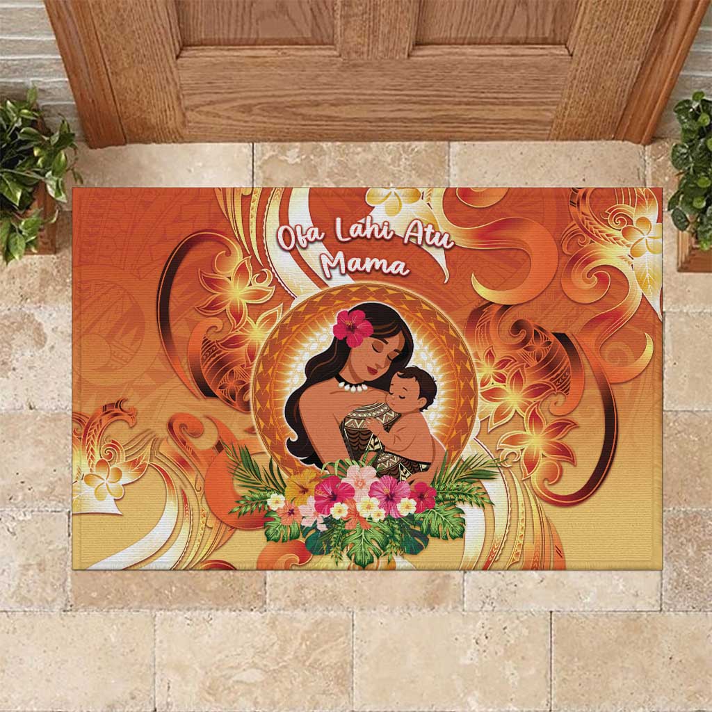 Tonga Mother's Day Rubber Doormat I Love You Mom DT04 Orange - Polynesian Pride