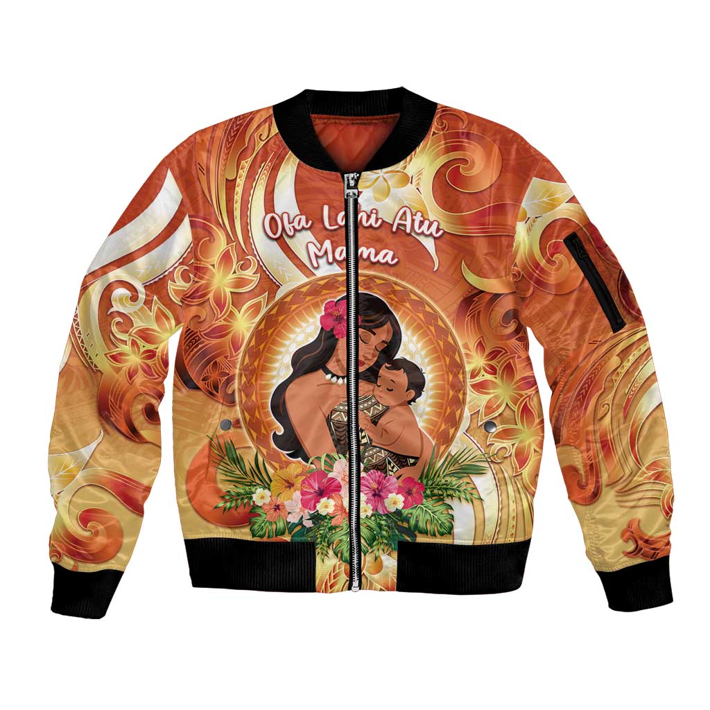 Personalised Tonga Mother's Day Sleeve Zip Bomber Jacket I Love You Mom