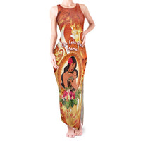 Personalised Tonga Mother's Day Tank Maxi Dress I Love You Mom DT04 Women Orange - Polynesian Pride