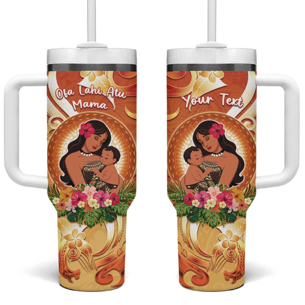 Personalised Tonga Mother's Day Tumbler With Handle I Love You Mom DT04 One Size: 40 oz Orange - Polynesian Pride