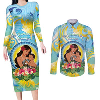 Personalised Fiji Mother's Day Couples Matching Long Sleeve Bodycon Dress and Long Sleeve Button Shirt I Love You Mom
