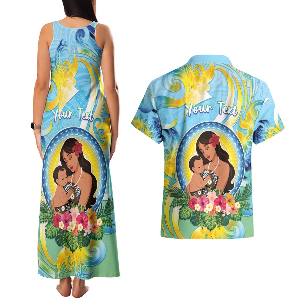 Personalised Fiji Mother's Day Couples Matching Tank Maxi Dress and Hawaiian Shirt I Love You Mom