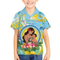 Personalised Fiji Mother's Day Family Matching Off Shoulder Short Dress and Hawaiian Shirt I Love You Mom