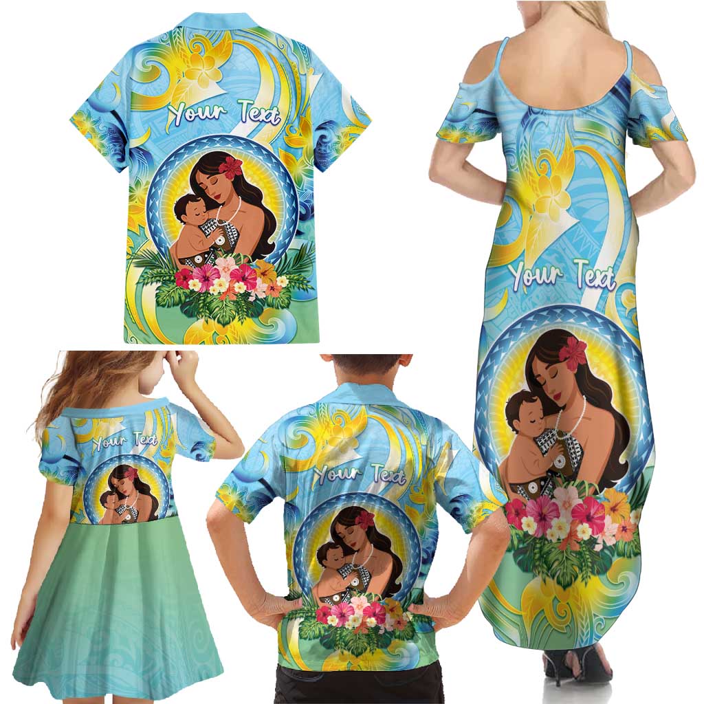 Personalised Fiji Mother's Day Family Matching Summer Maxi Dress and Hawaiian Shirt I Love You Mom