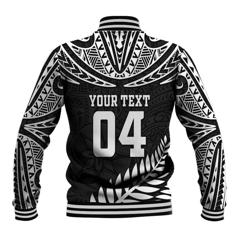 Custom New Zealand Rugby Baseball Jacket Silver Fern Maori Pattern