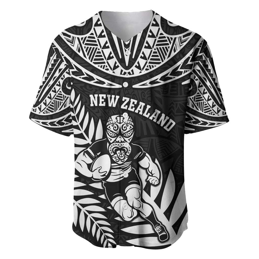 Custom New Zealand Rugby Baseball Jersey Silver Fern Maori Pattern