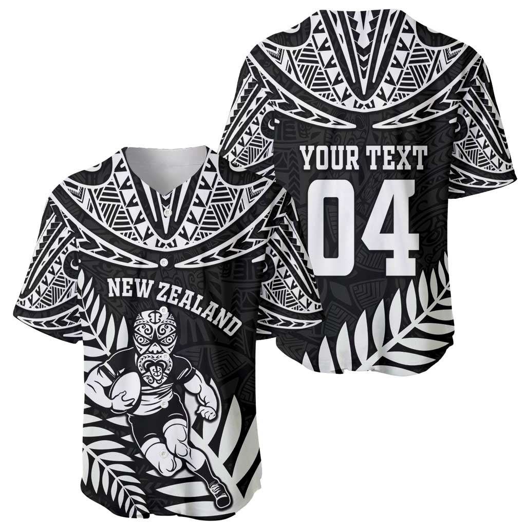 Custom New Zealand Rugby Baseball Jersey Silver Fern Maori Pattern